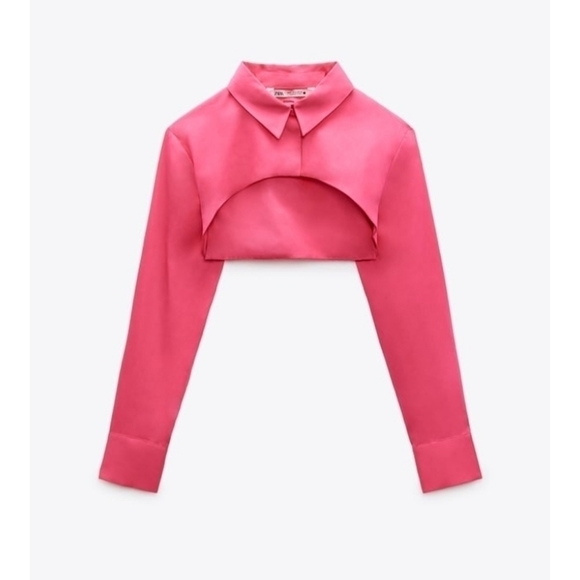 Zara Tops - Zara POPLIN CROPPED TOP